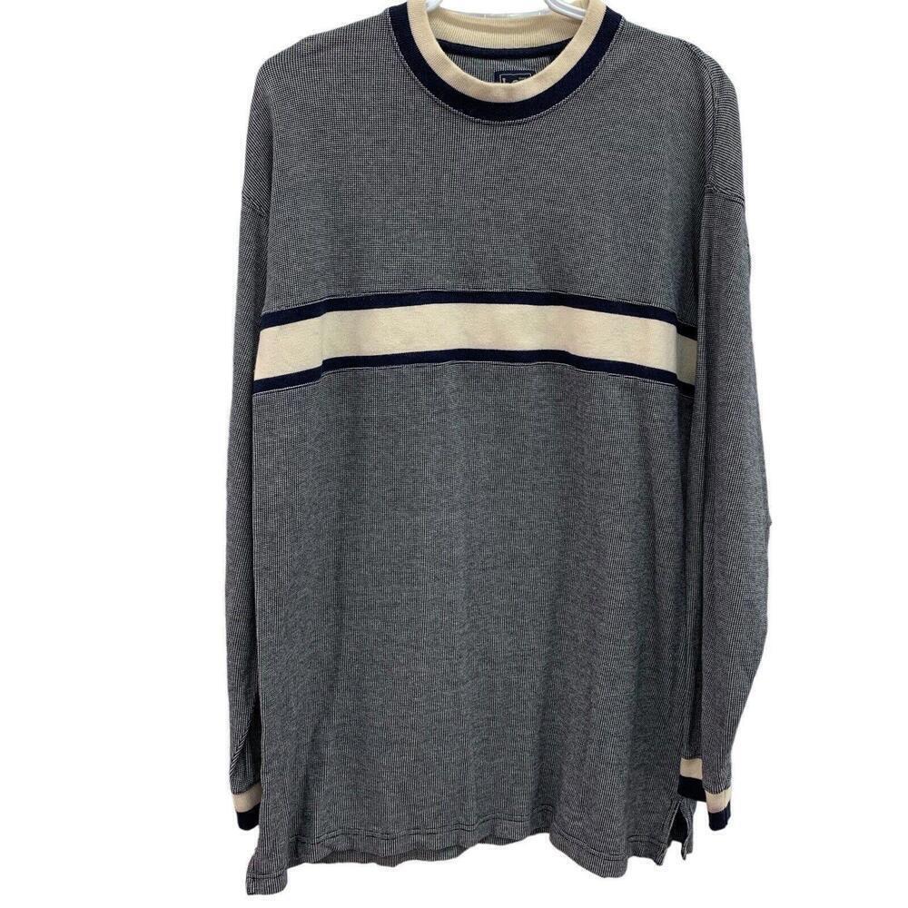 Lee Mens Blue White Striped Long Sleeve Pullover  Sweater Size Large​​​​